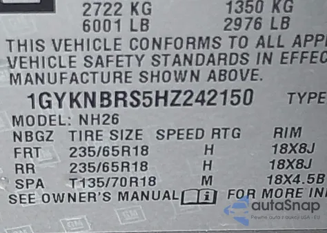 2017 Cadillac Xt5 Luxury z USA, uszkodzony, nr VIN 1GYKNBRS5HZ242150